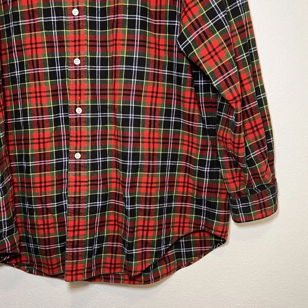 Ralph Lauren Blake Flannel Shirt Men’s Size L Red Plaid 100% Cotton Classic VTG